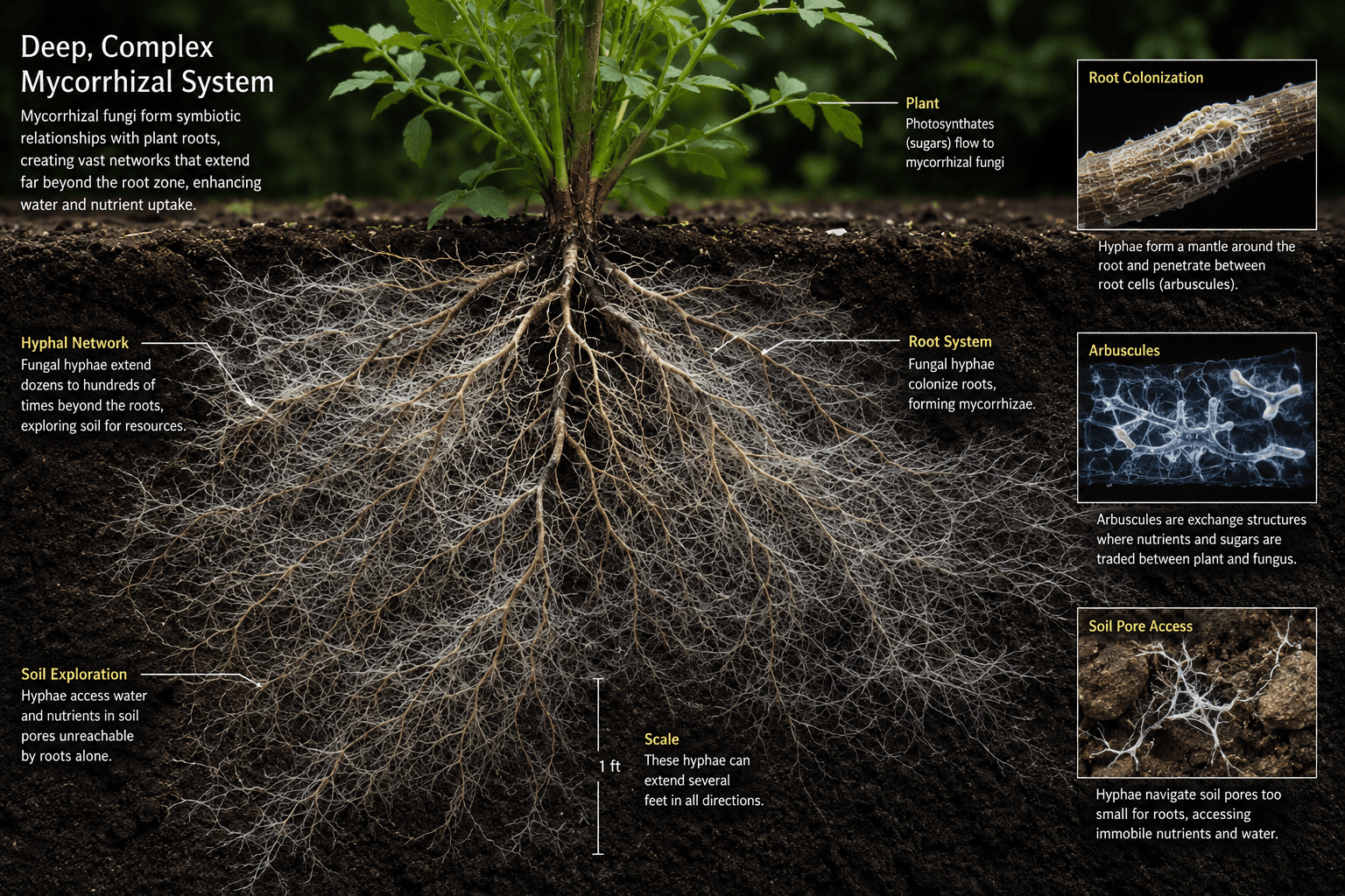 Mycorrhizal root system in healthy soil
